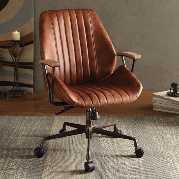 Ahmad top grain leather task chair hot sale